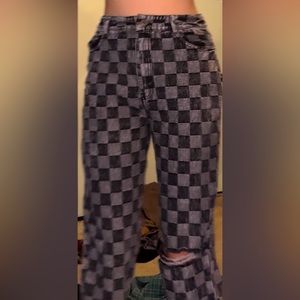Checkered Ripped Jeans